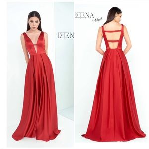 Elena for MacDuggal Red Satin Gown